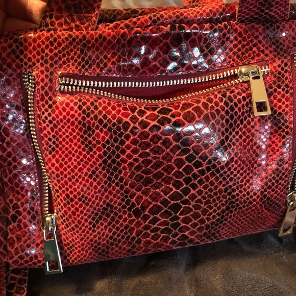 EUC Núnoo mini leather crossbody bag purse w additional straps. Red animal print - Picture 3 of 10